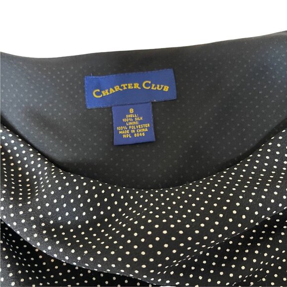 Charter Club Shift A-Line Dress Size 8 Black White 100% Silk Lined Polka Dots - Picture 12 of 16